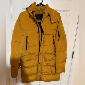 Zara Men's Yellow Puffer Coat Size S